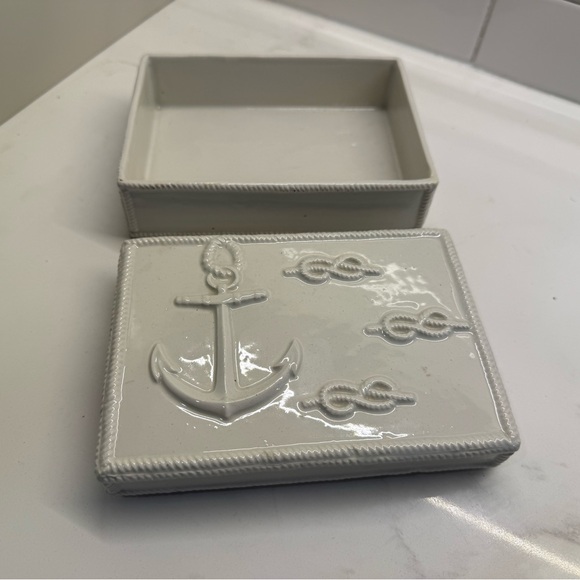 Mottahedeh Italy Nautical Anchor Trinket Box – 7” x 5” - Picture 3 of 6